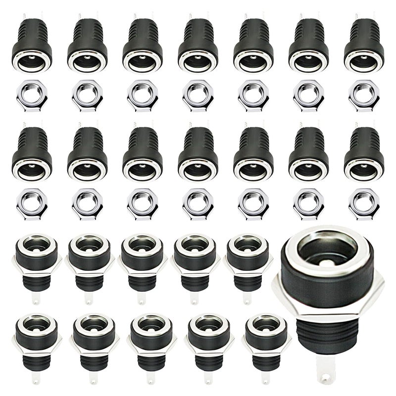 CenryKay 25PCS 5.5mmx2.1mm 2 Pins DC Power Jack Female Panel Mount Connector with Hex Washer - Image 1